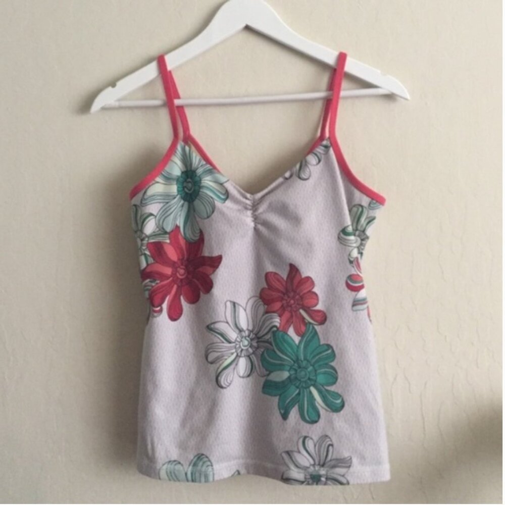 Vintage Rare Lululemon Ujjayi Floral & Logo Print Tank 8
